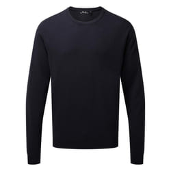Premier Mens Knitted Cotton Crew Neck Sweatshirt - XS, Navy