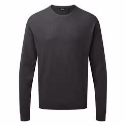 Premier Mens Knitted Cotton Crew Neck Sweatshirt - XS, Charcoal