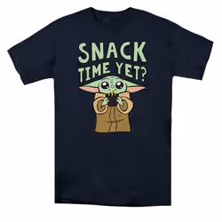 Star Wars Mandalorian Mens Snack Time Yet? Grogu T-Shirt - XL, Navy