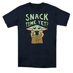 Star Wars Mandalorian Mens Snack Time Yet? Grogu T-Shirt - XL, Navy