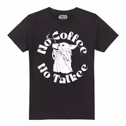 Star Wars Mandalorian Mens No Coffee No Talkie Grogu T-Shirt - L, Black