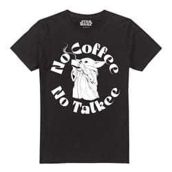 Star Wars Mandalorian Mens No Coffee No Talkie Grogu T-Shirt - L, Black