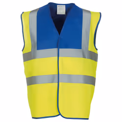 Yoko Unisex Adult Hi-Vis Contrast Trim Waistcoat - XXL, Royal Blue/Yellow
