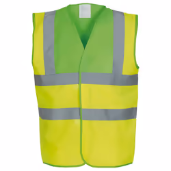 Yoko Unisex Adult Hi-Vis Contrast Trim Waistcoat - XL, Lime/Yellow
