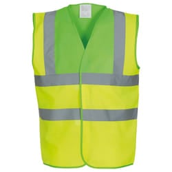 Yoko Unisex Adult Hi-Vis Contrast Trim Waistcoat - XL, Lime/Yellow