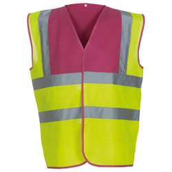 Yoko Unisex Adult Hi-Vis Contrast Trim Waistcoat - XL, Raspberry/Yellow