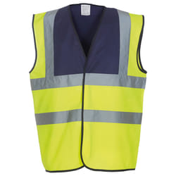 Yoko Unisex Adult Hi-Vis Contrast Trim Waistcoat - XL, Navy/Yellow