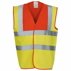 Yoko Unisex Adult Hi-Vis Contrast Trim Waistcoat - S, Red/Yellow