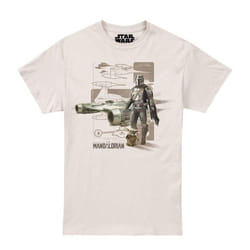Star Wars Mandalorian Mens Star Fighter T-Shirt - L, Natural
