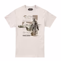 Star Wars Mandalorian Mens Star Fighter T-Shirt - S, Natural