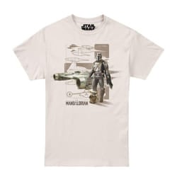 Star Wars Mandalorian Mens Star Fighter T-Shirt - S, Natural