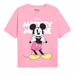 Disney Girls Mickey Mouse Silly Face T-Shirt - 5-6 Years, Light Pink