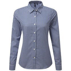Premier Womens/Ladies Maxton Gingham Long-Sleeved Shirt - L, Navy/White