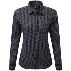 Premier Womens/Ladies Maxton Gingham Long-Sleeved Shirt - M, Steel/Black