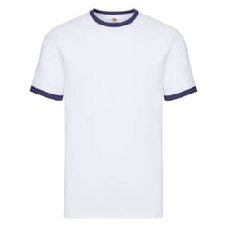 Fruit of the Loom Mens Contrast Ringer T-Shirt - XXL, White/Navy