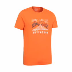 Mountain Warehouse Mens Adventure Begins Organic Cotton T-Shirt - XS, Orange