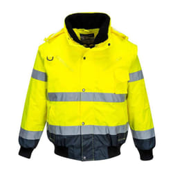Portwest Unisex Adult 3 in 1 Hi-Vis Bomber Jacket - XL, Yellow/Navy