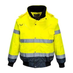 Portwest Unisex Adult 3 in 1 Hi-Vis Bomber Jacket - S, Yellow/Navy