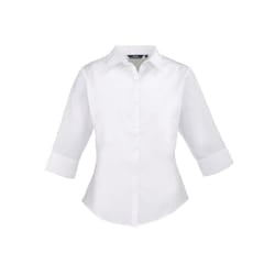 Premier Womens/Ladies Poplin 3/4 Sleeve Shirt - 18 UK, White