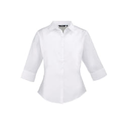 Premier Womens/Ladies Poplin 3/4 Sleeve Shirt - 20 UK, White