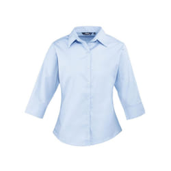 Premier Womens/Ladies Poplin 3/4 Sleeve Shirt - 20 UK, Light Blue