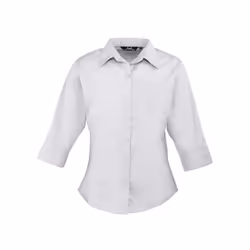 Premier Womens/Ladies Poplin 3/4 Sleeve Shirt - 12 UK, Silver