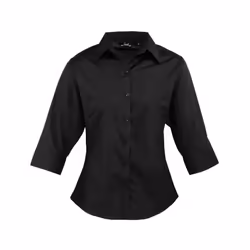 Premier Womens/Ladies Poplin 3/4 Sleeve Shirt - 12 UK, Black