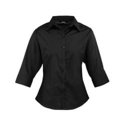 Premier Womens/Ladies Poplin 3/4 Sleeve Shirt - 26 UK, Black