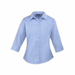 Premier Womens/Ladies Poplin 3/4 Sleeve Shirt - 24 UK, Mid Blue
