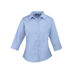 Premier Womens/Ladies Poplin 3/4 Sleeve Shirt - 24 UK, Mid Blue