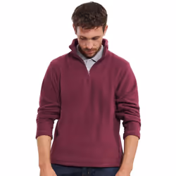Russell Mens Zip Neck Outdoor Fleece Top - S, Burgundy