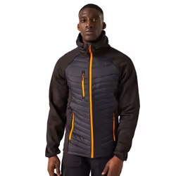 Regatta Mens Navigate Quilted Hybrid Jacket - S, Black/Orange Pop