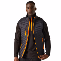 Regatta Mens Navigate Quilted Hybrid Gilet - 3XL, Black/Orange Pop