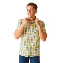 Regatta Mens Mindano VIII Checked Short-Sleeved Shirt - M, Piquant Green/Moroccan Blue/Citron Lime/Marshmallow