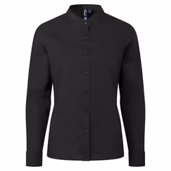 Premier Womens/Ladies Grandad Collar Formal Shirt - L, Black