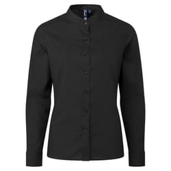 Premier Womens/Ladies Grandad Collar Formal Shirt - XS, Black