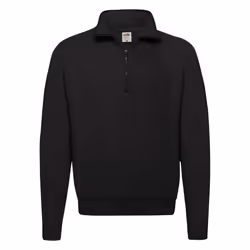 Fruit of the Loom Mens Classic 80/20 Zip Neck Sweatshirt - L, Black