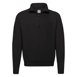 Fruit of the Loom Mens Classic 80/20 Zip Neck Sweatshirt - L, Black