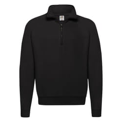 Fruit of the Loom Mens Classic 80/20 Zip Neck Sweatshirt - S, Black