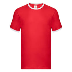 Fruit of the Loom Mens Ringer Contrast T-Shirt - XXL, Red/White