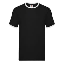 Fruit of the Loom Mens Ringer Contrast T-Shirt - L, Black/White