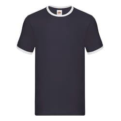 Fruit of the Loom Mens Ringer Contrast T-Shirt - L, Navy/White