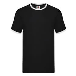Fruit of the Loom Mens Ringer Contrast T-Shirt - XL, Black/White