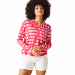 Regatta Womens/Ladies Minerve Stripe V Neck Hoodie - 8 UK, Hot Pink/White