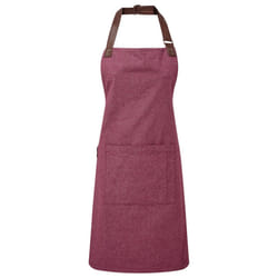 Premier Unisex Adult Annex Oxford Faux Leather Bibbed Full Apron - One Size, Burgundy
