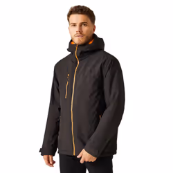 Regatta Mens Navigate Insulated Waterproof Jacket - XXL, Black/Orange Pop