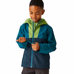 Regatta Childrens/Kids Hanleigh Waterproof Jacket - 14 Years, Piquant Green/Moroccan Blue/Navy