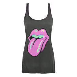 Amplified Womens/Ladies Pixel Lick The Rolling Stones Tank Top - XS, Charcoal