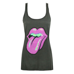 Amplified Womens/Ladies Pixel Lick The Rolling Stones Tank Top - XS, Charcoal