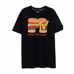 MTV Mens Burger T-Shirt - 3XL, Black